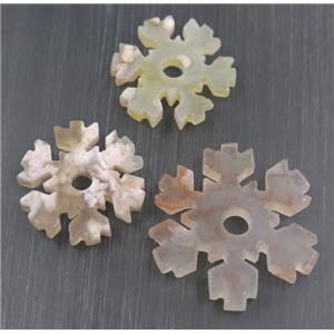 natural Cherry Agate snowflake beads, approx 30mm dia