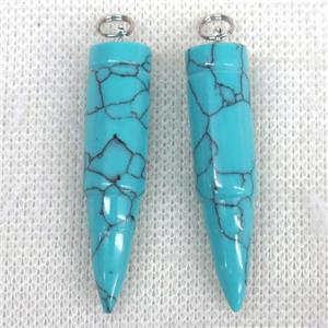 Turquoise bullet pendant, approx 10x40mm