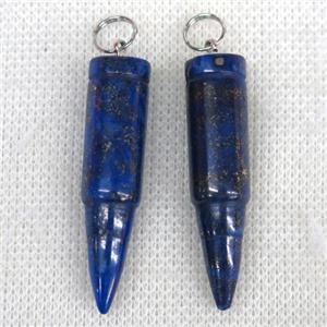 blue Lapis Lazuli bullet pendant, approx 10x40mm