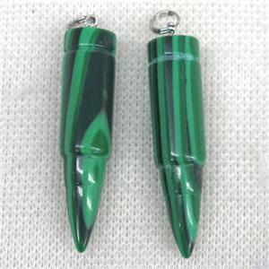green Malachite bullet pendant, approx 10x40mm