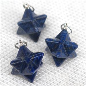 blue Lapis Lazuli pendant, star, approx 20mm dia