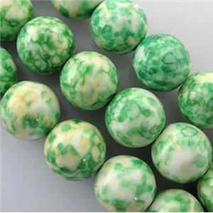 rainforest stone beads, green, stability, round, 10mm dia, approx 40pcs per st