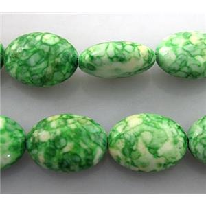 rainforest stone beads, green, stability, flat-rice, 18x25mm, approx 16pcs per st