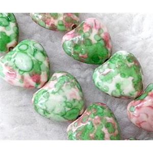 rainforest stone beads, stability, heart, pink, 20mm wide, approx 21pcs per st