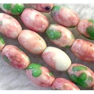 rainforest stone bead, stability, rice-shape, pink, 11x16mm, approx 25pcs per st