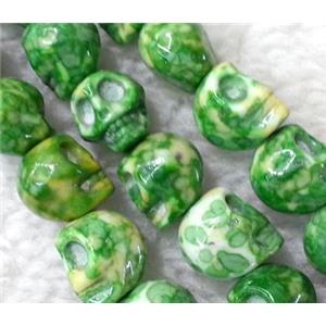 Rain Colored Stone Skull Beads, stability, approx 10x12mm, 33pcs per st