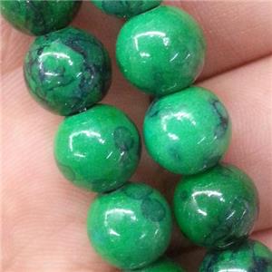 green Rainforest jasper beads, round, stability, approx 6mm dia, 15.5 inches