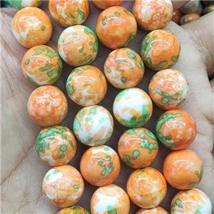 orange Rainforest beads, round, stability, approx 10mm dia, 15.5 inches