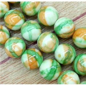 Rainforest jasper beads, round, stability, green, 10mm dia, approx 40pcs per st
