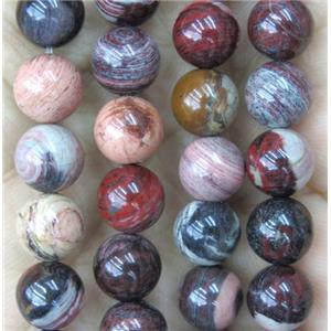 Red Silver Leaf Jasper Beads, round, approx 8mm dia