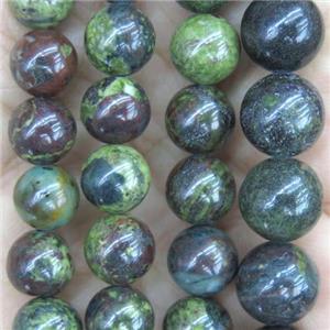 round green Dragon Blood Stone beads, approx 10mm dia