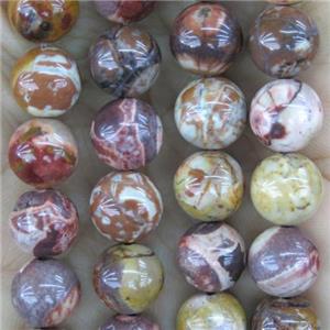 red Rhyolite Beads, round, approx 10mm dia