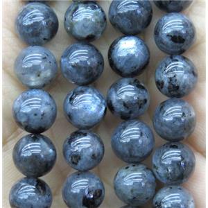 Black Larvikite Labradorite Beads Smooth Round, approx 8mm dia