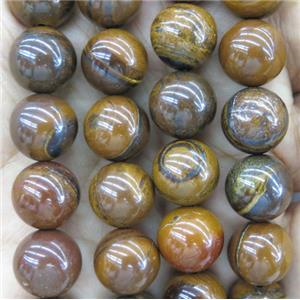 yellow Tiger Iron beads, round, approx 12mm dia