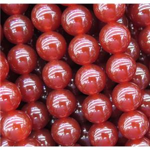 round Red Carnelian Agate beads, approx 8mm dia