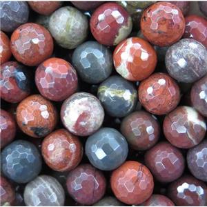 red Apple Jasper beads, faceted round, approx 12mm dia