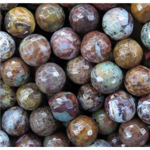 African Green Opal Jasper beads, faceted round, approx 10mm dia