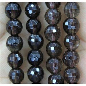 Smoky Quartz bead, faceted round, approx 6mm dia