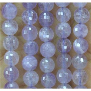 Amethyst beads, faceted round, purple, approx 8mm dia