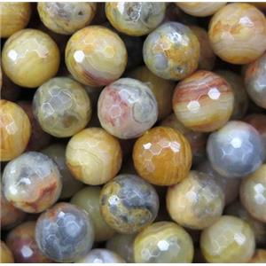 Crazy Lace Agate beads, faceted round, approx 10mm dia