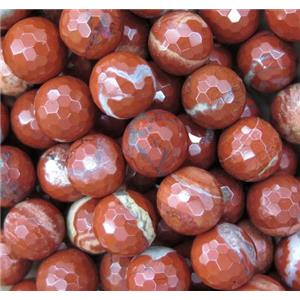 white lace Red Jasper bead, faceted round, approx 12mm dia