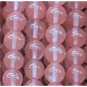pink watermelon quartz beads, round, 12mm dia, approx 31pcs per st