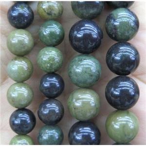 Green African Autumn Jasper beads, round, approx 6mm dia