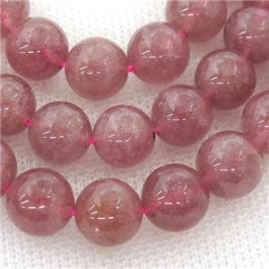 round Strawberry Quartz beads, pink, approx 10mm dia