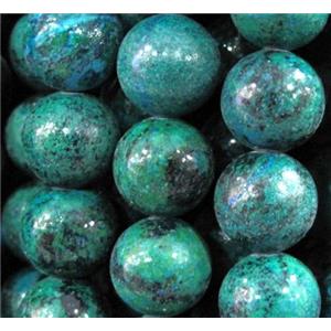 round Azurite Beads, green dye, approx 12mm dia