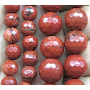 Red Jasper beads, faceted round, approx 8mm dia