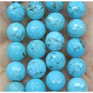 blue turquoise beads, faceted round, approx 10mm dia