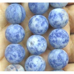 round matte blue spotted dalmatian jasper beads, approx 12mm dia