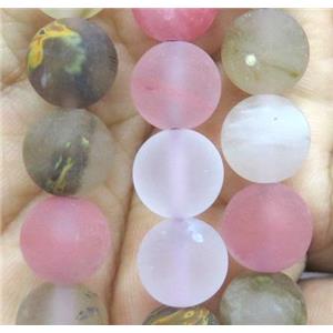matte round watermelon quartz beads, approx 10mm dia