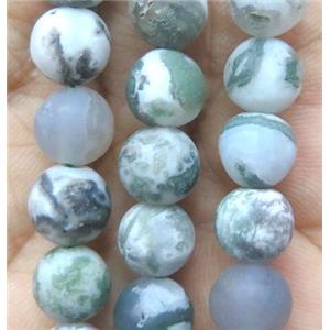 matte round tree Agate Beads, green, approx 8mm dia