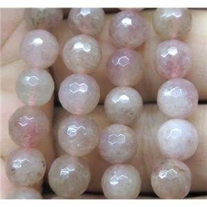 faceted round Strawberry Quartz beads, approx 12mm dia
