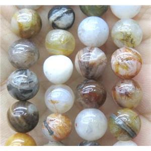 zhuye bamboo agate beads, round, approx 14mm dia