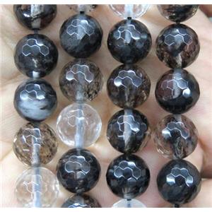 black watermelon quartz beads, faceted round, approx 12mm dia