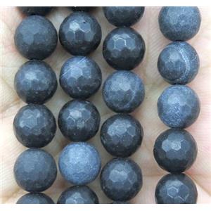 black jasper beads, faceted round, approx 12mm dia