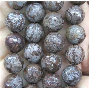 Chinese red Snowflake Jasper Beads, faceted round, approx 8mm dia