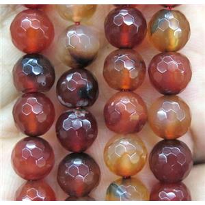red Fancy Agate beads, faceted round, approx 4mm dia