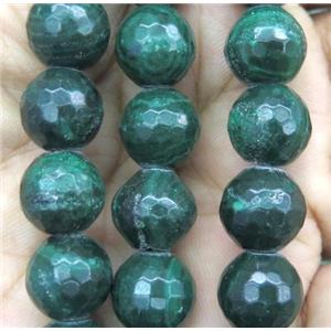 faceted round malachite bead, green dyed, approx 4mm dia