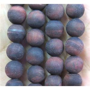 red tiger eye stone bead, matte, round, approx 8mm dia