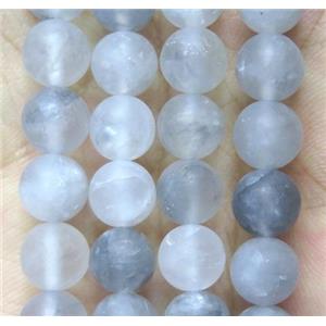 matte round gray Cloudy Quartz Beads, approx 10mm dia