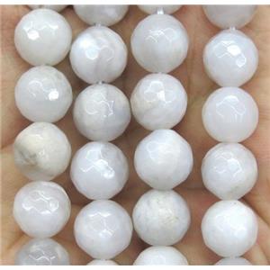 white Chinese Crazy Lace Agate beads, faceted round, approx 10mm dia