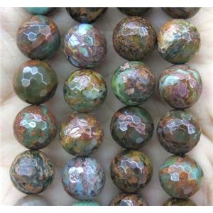 green coffee Turquoise beads, faceted round, approx 10mm dia