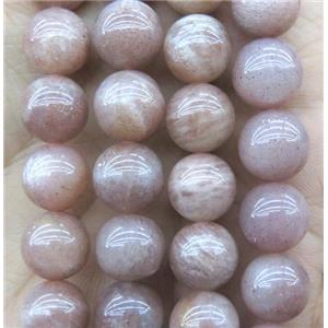 round SunStone Beads, pink, approx 10mm dia
