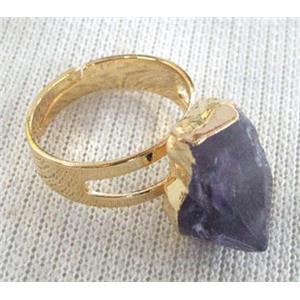 point amethyst ring, adjustable, gold plated, approx 19mm