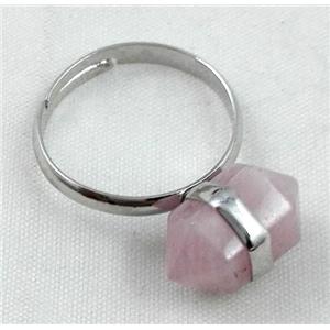 rose quartz ring, bullet, approx 10-16mm
