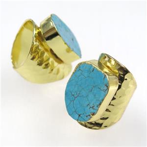 turquoise ring, copper, gold plated, approx 16-20mm