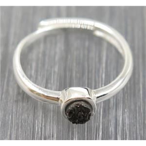 black druzy quartz copper ring, approx 4mm, 20mm dia